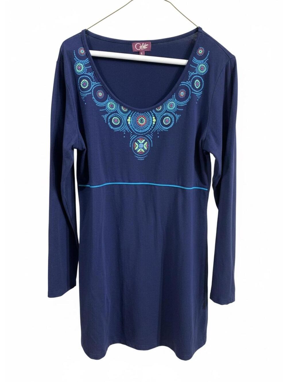 Coline Navy Blue Cotton Knit Dress Size Large